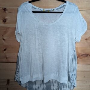 Anthropologie Yellow Button White and Gray Women's Top